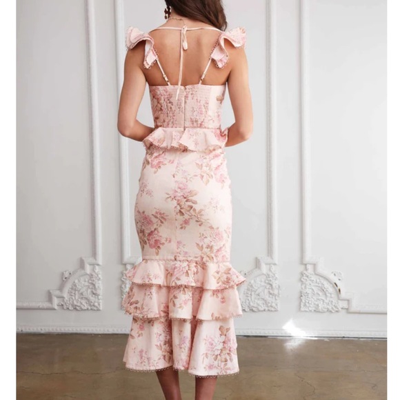 V. Chapman Blush Floral Tiered Dress - Picture 3 of 7